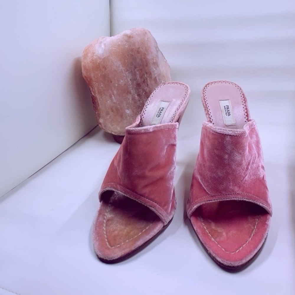 Vintage/Prada Pink Velvet Mule slides/